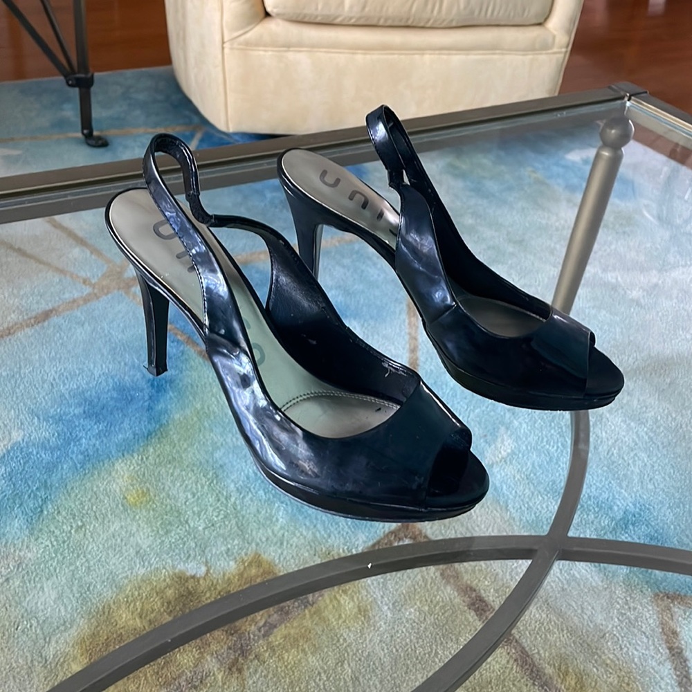 Black patent heels